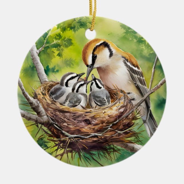 Sweet bird nest painting keramik ornament (Vorne)