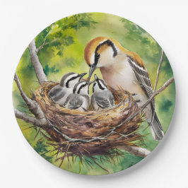 Sweet bird nest painting pappteller