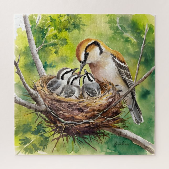 Sweet bird nest painting puzzle (Vertikal)