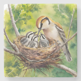 Sweet bird nest painting steinuntersetzer