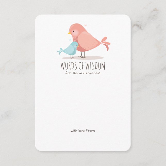 Sweet Birdie Baby Boy Junge Mutter Beilage Hinweiskarte (Vorderseite)