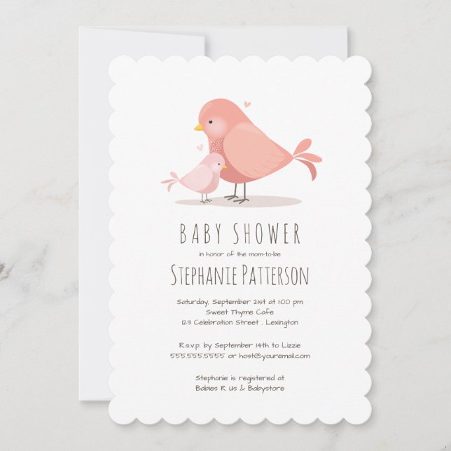 Sweet Birdie Baby Shower Einladung (Vorderseite)