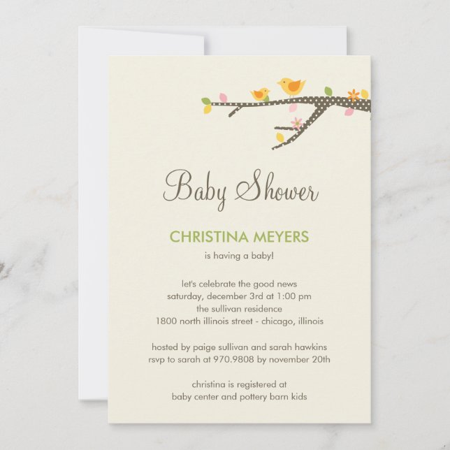 Sweet Birdies Baby Shower Einladung (Vorderseite)