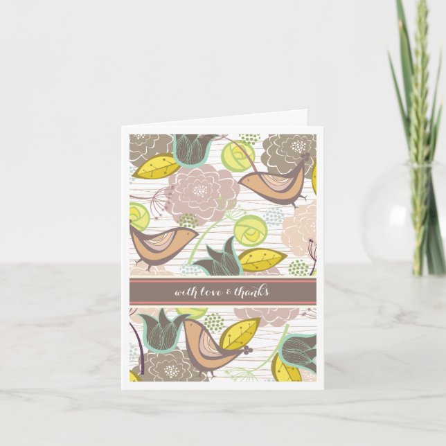 Sweet Birds Blumengarten Danke Foto Card (Vorderseite)