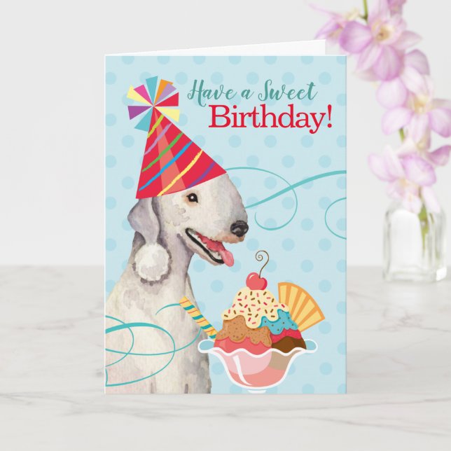 Sweet Birthday Bedlington Terrier Card Karte (Orchidee)