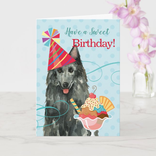 Sweet Birthday Belgische Sheepdog-Karte Karte (Orchidee)