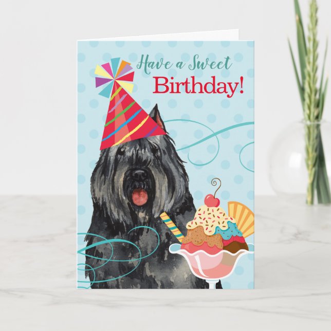 Sweet Birthday Bouvier des Flandres Card Karte (Vorderseite)