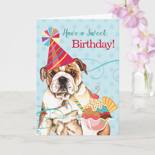 Sweet Birthday Bulldog Card Karte (Orchidee)