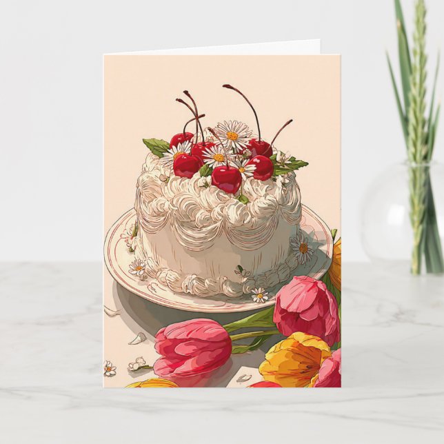 Sweet Birthday Cake Wishes Card Karte (Vorderseite)
