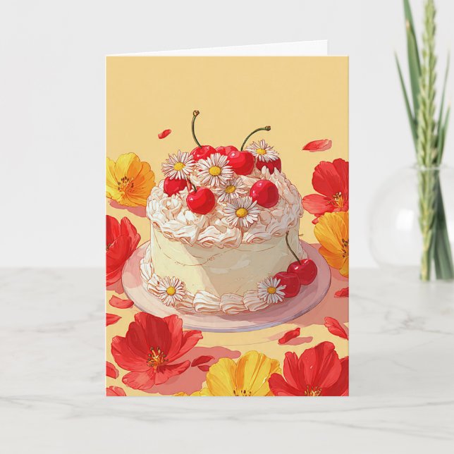 Sweet Birthday Cake Wishes Card Karte (Vorderseite)