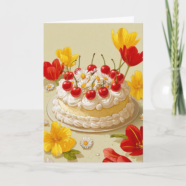 Sweet Birthday Cake Wishes Card Karte (Vorderseite)