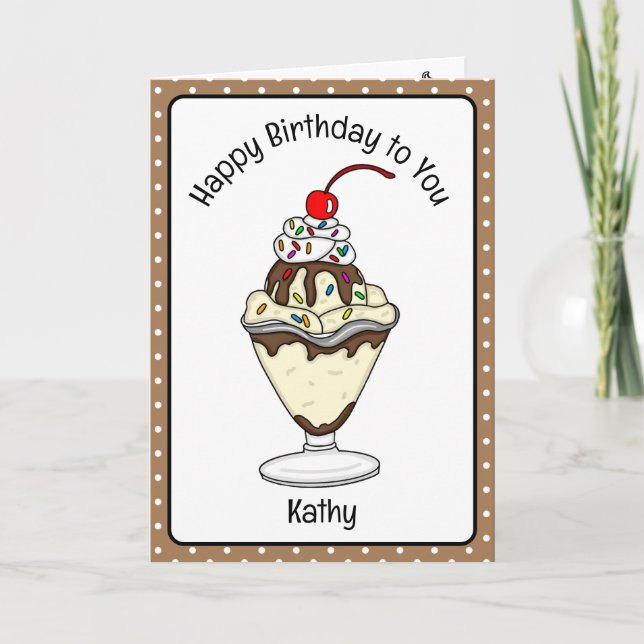 Sweet Birthday Card Ice Cream Sundae Karte (Vorderseite)