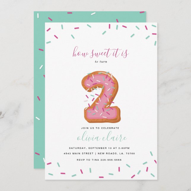 Sweet Birthday Celebration | Zwei Einladung (Vorne/Hinten)