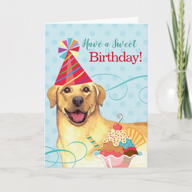 Sweet Birthday Gelbe Labrador Karte (Vorderseite)