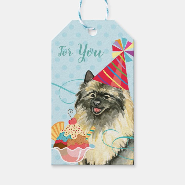 Sweet Birthday Keeshond Gift Tags Geschenkanhänger (Vorderseite)
