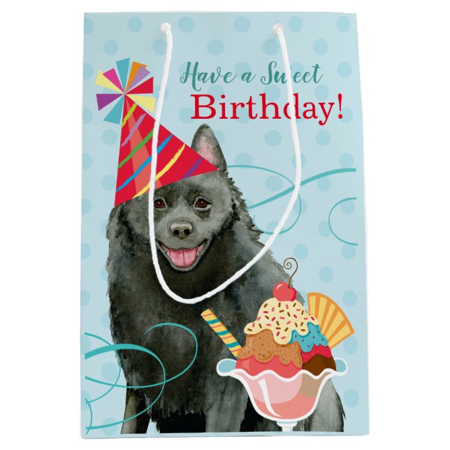 Sweet Birthday Schipperke Mittlere Geschenktüte (Vorderseite)