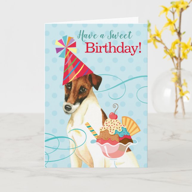 Sweet Birthday Smooth Fox Terrier Karte (Gelbe Blume)