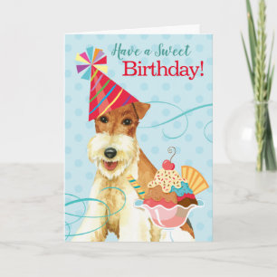 Sweet Birthday Wire Fox Terrier Karte