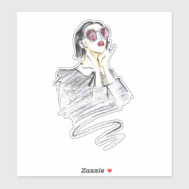 Sweet Black and Pink Girly Beauty Funny Aufkleber