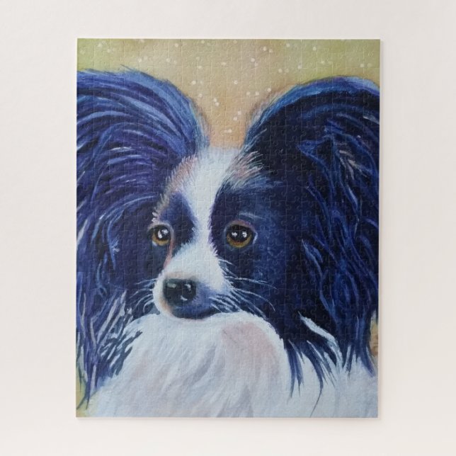 Sweet Black and White Papillon Puppy Puzzle (Vertikal)