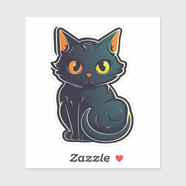 Sweet Black Cat Catitude Graphic Design Aufkleber (Blatt)