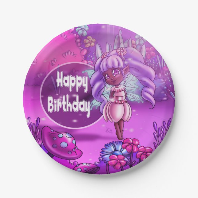 Sweet Black Fairy Birthday Pappteller (Vorderseite)