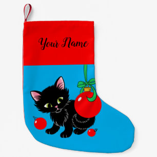 Sweet Black Kitten Personalisiert Kleiner Weihnachtsstrumpf