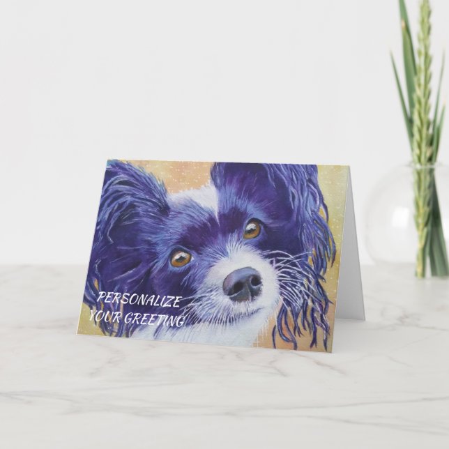 Sweet Black Papillon Puppy Karte (Vorderseite)