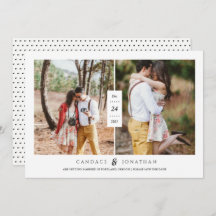Sweet Black & White Dots Save the Date mit zwei Fo