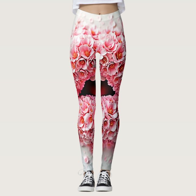 Sweet Bloom Lips Kunst Leggings (Vorderseite)