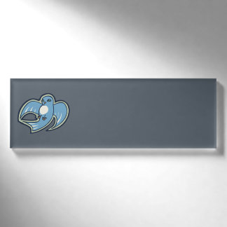 Sweet Blue and White Bird Tinte Zeichnend Design Namenschild