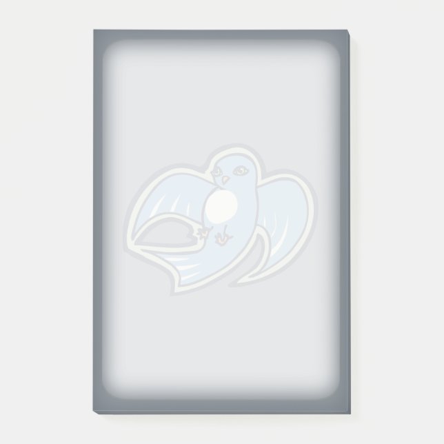 Sweet Blue and White Bird Tinte Zeichnend Design Post-it Klebezettel (Vorderseite)