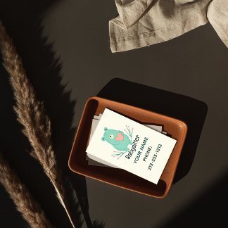 Sweet Blue Bar Heart Babysitter QR Code Visitenkarte