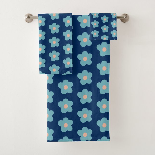 Sweet Blue Blüten für die Marine Badhandtuch Set (Insitu)