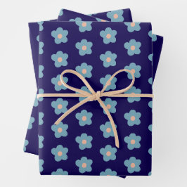 Sweet Blue Blüten für die Marine Geschenkpapier Set