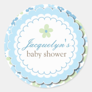 Sweet Blue Daisy Blume Chic Boy Baby Dusche Runder Aufkleber