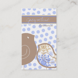 Sweet Blue Damask Chicks Polka Dots Whimsical Visitenkarte