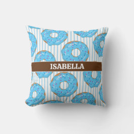 Sweet Blue Donut Throw Pillow Kissen
