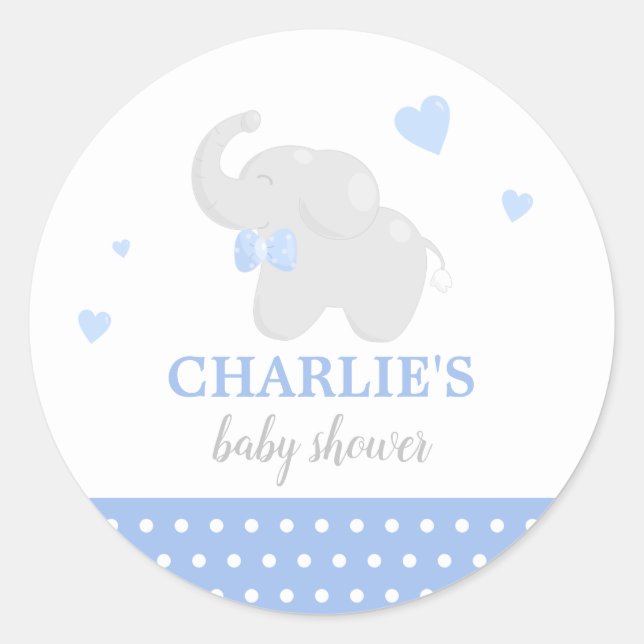 Sweet Blue Elephant Baby Shower Boy Sticker (Vorderseite)