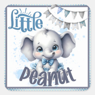 Sweet Blue Elephant - Little Peanut Quadratischer Aufkleber