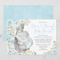 Sweet Blue Floral Elephant Drive by Baby Dusche