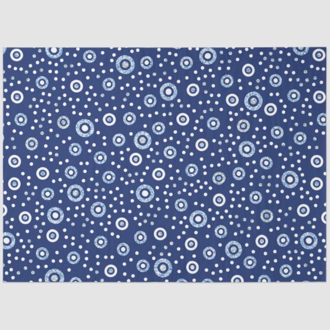 Sweet Blue Geometric Circles Ocean Pattern Seidenpapier (Vorderseite)