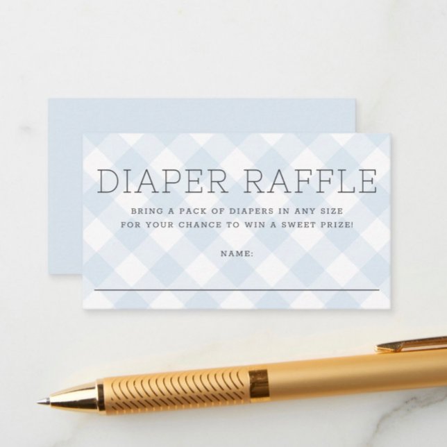 Sweet Blue Gingham Boy Diaper Raffle Baby Dusche Begleitkarte (Von Creator hochgeladen)