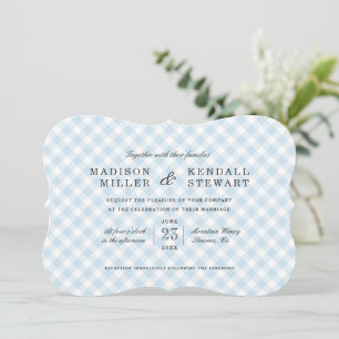 Sweet Blue Gingham Einladung zur Hochzeit