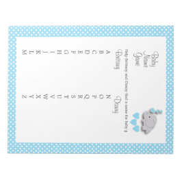 Sweet Blue & Gray Elephant - Baby Name Game Notizblock