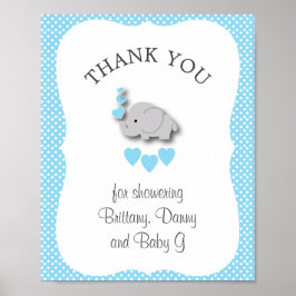 Sweet Blue & Gray Elephant - Vielen Dank Poster
