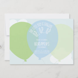 Sweet Blue Green First Boy Birthday Balloon Party Einladung