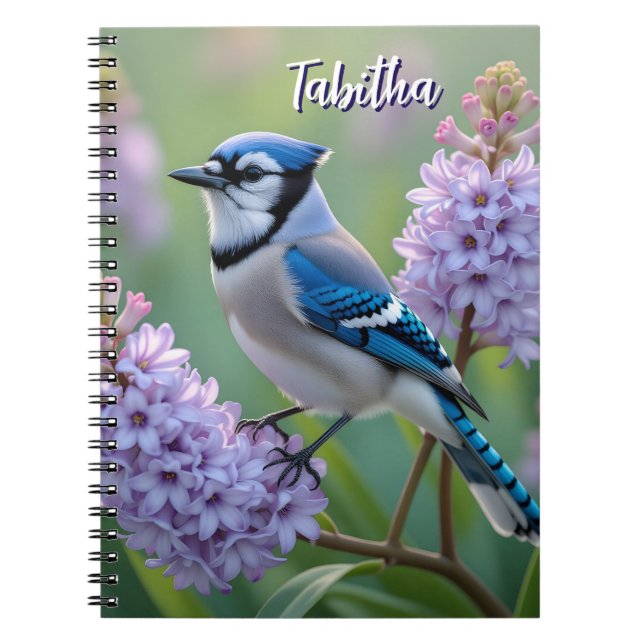 Sweet Blue Jay auf Lilacs Personalisiert Notizblock (Vorderseite)