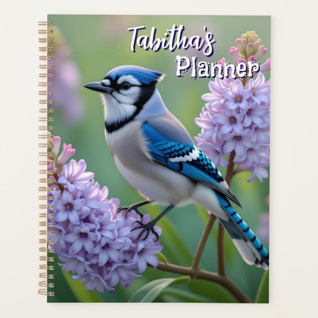 Sweet Blue Jay auf Lilacs Personalisiert Planer (Vorderseite)