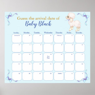 Sweet Blue Lamb Babydusche mit Fälligkeitsdatum Ka Poster